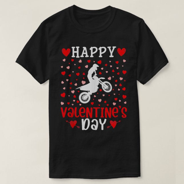 Valentines day Heart Graphic Cute Dirt Bike Älskar T Shirt (Design framsida)