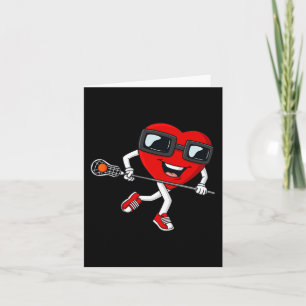 Valentines day Heart Holding Lacrosse Stick Boys G Kort