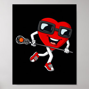 Valentines day Heart Holding Lacrosse Stick Boys G Poster