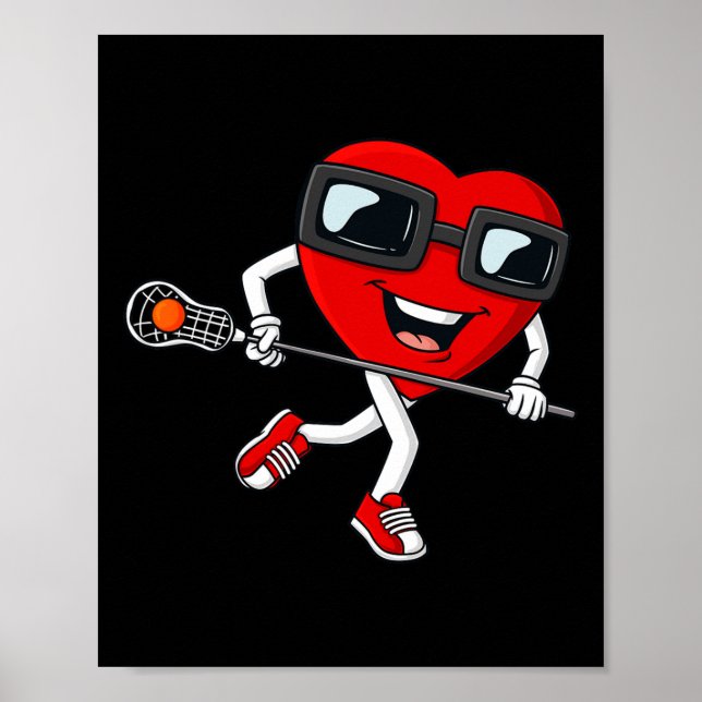 Valentines day Heart Holding Lacrosse Stick Boys G Poster (Framsidan)