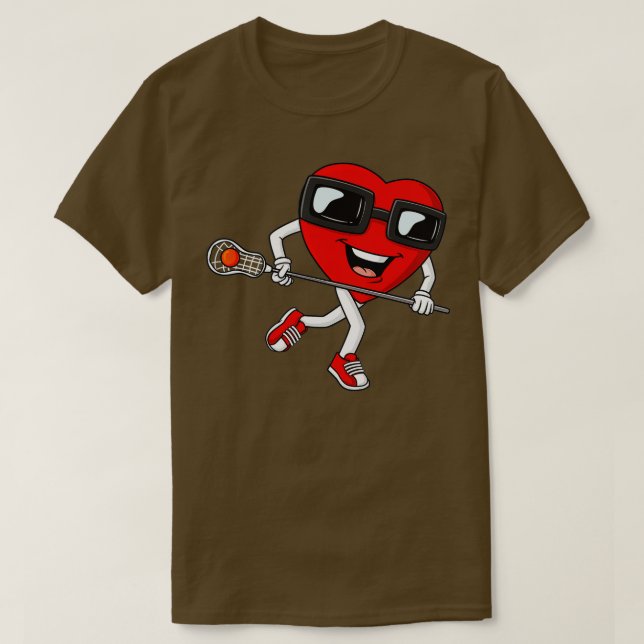 Valentines day Heart Holding Lacrosse Stick Boys G T Shirt (Design framsida)