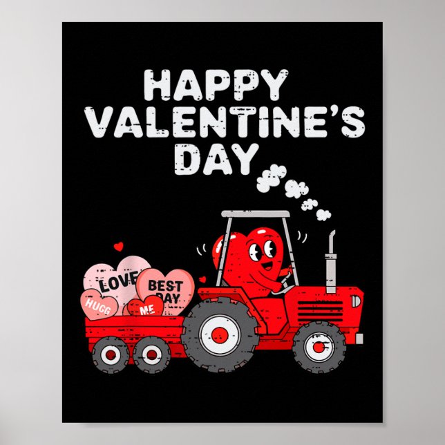 Valentines day Heart in Tractor Funny Farm Småbarn Poster (Framsidan)