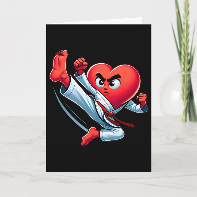 Valentine's Day Heart Karate Kick Mma Taekwondo Mu Kort (Framsida)