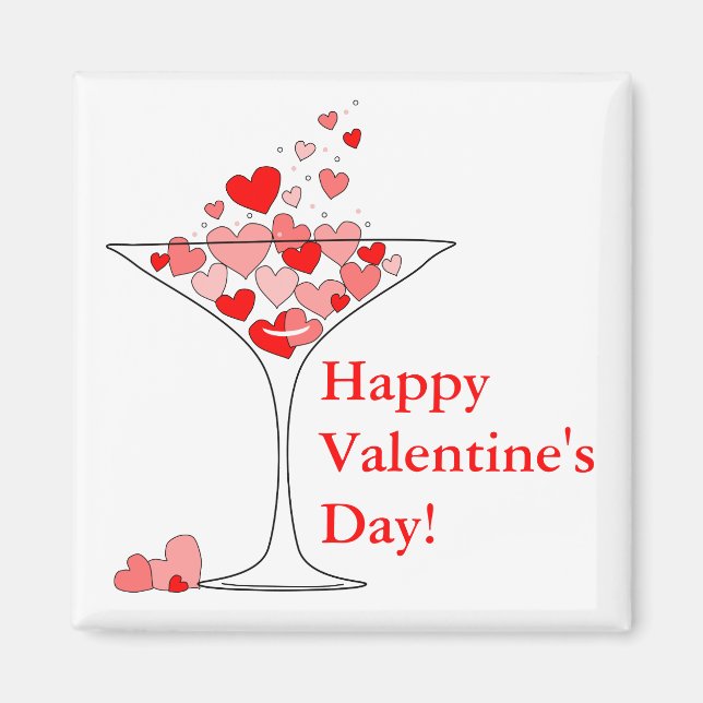 Valentines day Heart Kärlek Cocktail Magnet (Framsidan)