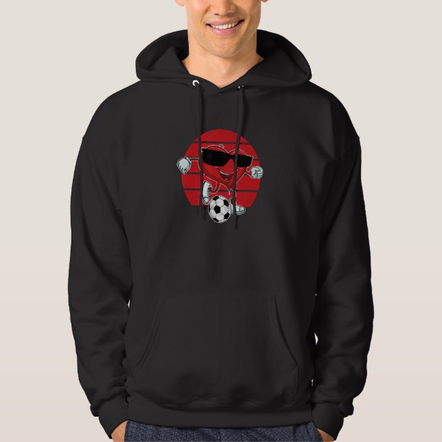Valentine's Day Heart Kicking A Soccer Ball Cool   Hoodie (Framsida)