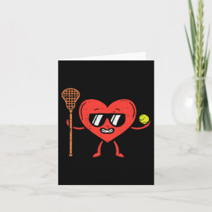 Valentines day Heart Lacrosse Funny Lax Sports Man Kort