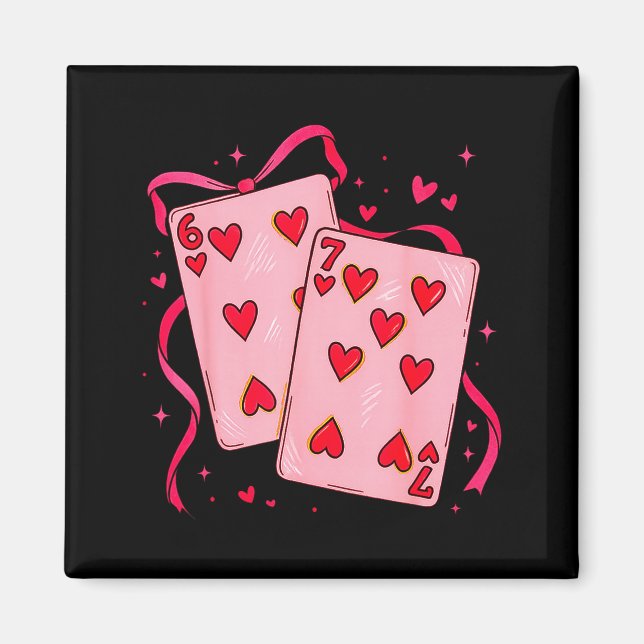Valentines Day Heart Playing Cards In Love Funny 6 Magnet (Framsidan)