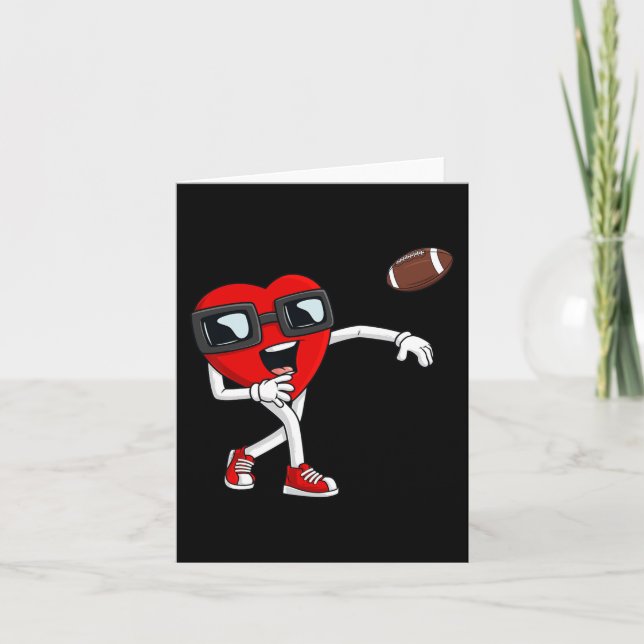 Valentines day Heart Quarterback Football Boys Kid Kort (Framsida)