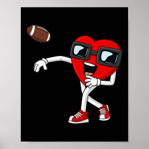 Valentines day Heart Quarterback Football Boys Kid Poster
