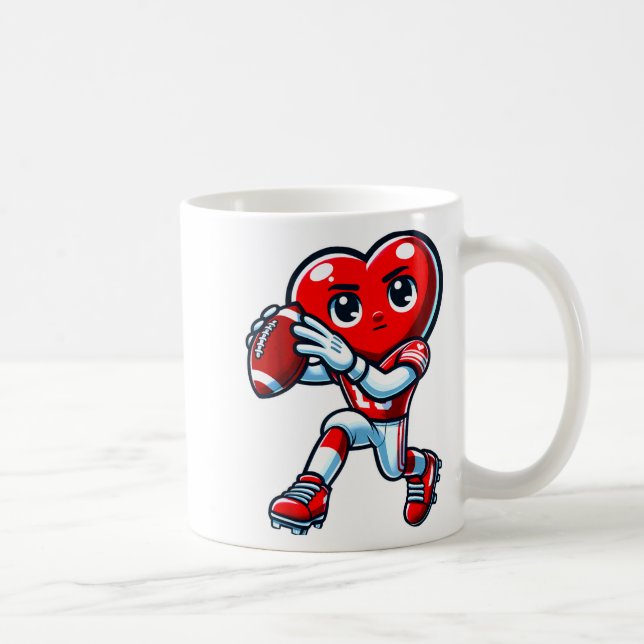 Valentines Day Heart Quarterback Football Srts  Kaffemugg (Höger)