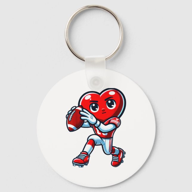Valentines Day Heart Quarterback Football Srts  Nyckelring (Framsida)
