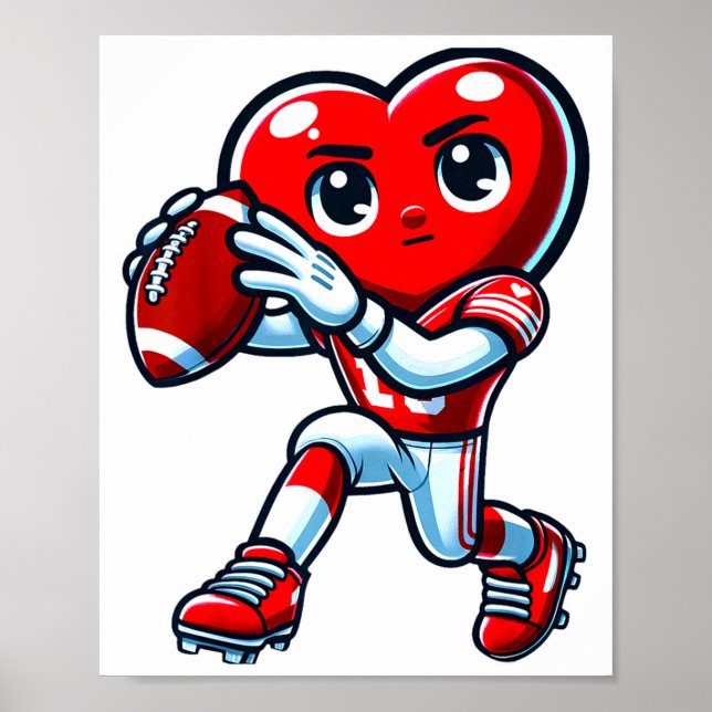 Valentines Day Heart Quarterback Football Srts  Poster (Framsidan)