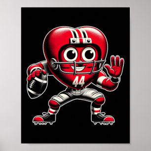 Valentines Day Heart Retro Footll Quarterck Poster