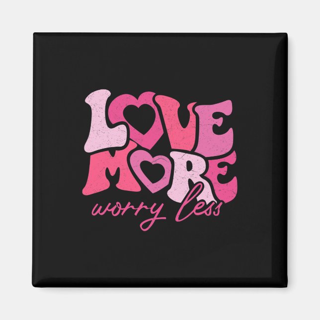 Valentines day Heart Retro Groovy Kärlek - mer oro Magnet (Framsidan)