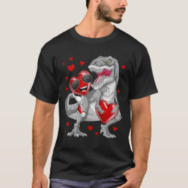 Valentines day Heart Riding Dinosaur T Rex Funny Shirt
