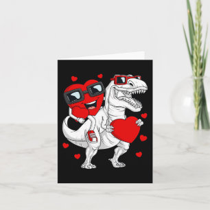 Valentines day Heart Riding Dinosaur T Rex Roligt Kort