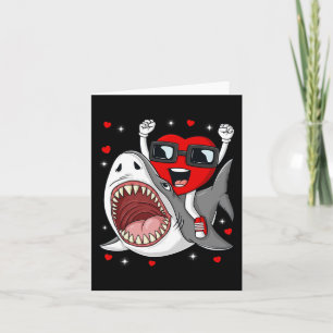 Valentines day Heart Riding Shark Roligt Småbarn B Kort