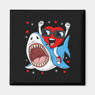 Valentines day Heart Riding Shark Roligt Småbarn B Magnet