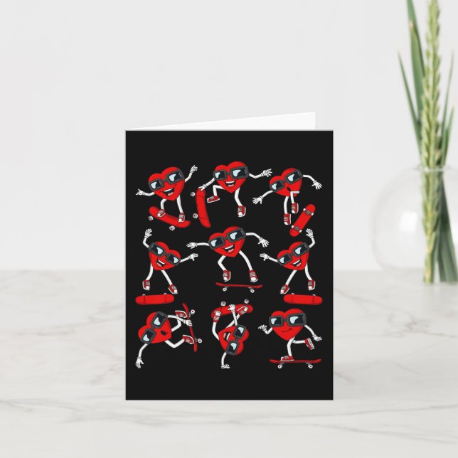 Valentines day Heart Riding Skateboard Boys Kids Kort (Framsida)