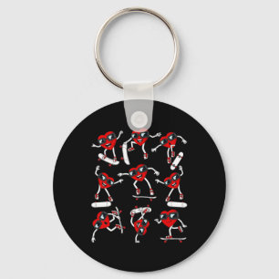 Valentines day Heart Riding Skateboard Boys Kids Nyckelring