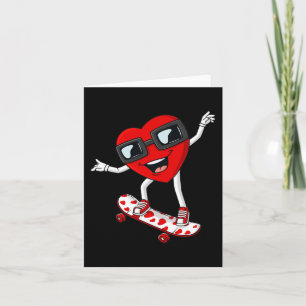 Valentines day Heart Riding Skateboard Boys Kids T Kort