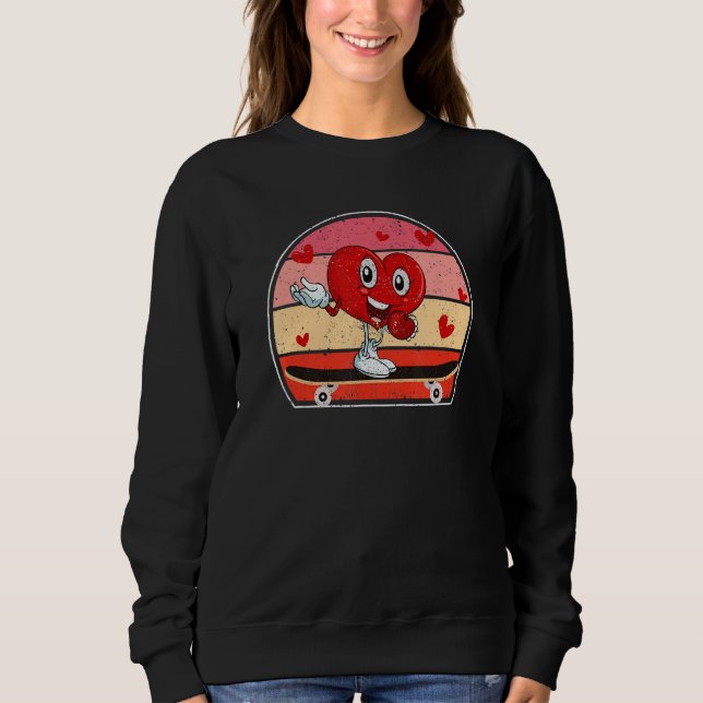 Valentines Day Heart Riding Skateboard  Skater Cou T Shirt (Framsida)