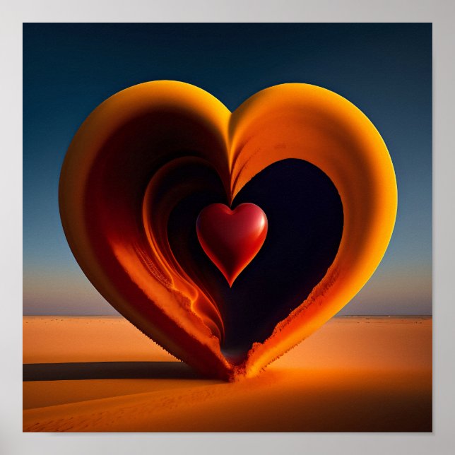Valentines day Heart Shining Bright Personlig P Poster (Framsidan)