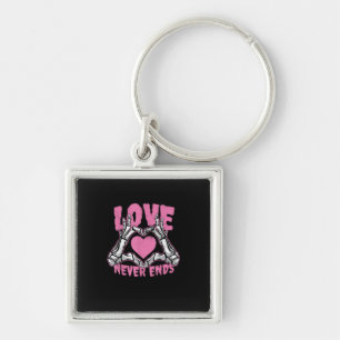 Valentines day Heart Skeleton Händer Heart Fyrkantig Silverfärgad Nyckelring