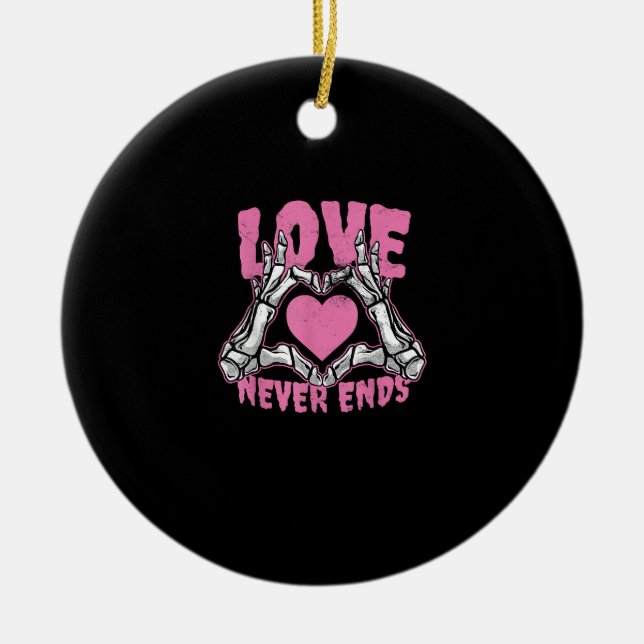 Valentines day Heart Skeleton Händer Heart Julgransprydnad Keramik (Framsidan)