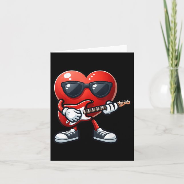 Valentines day Heart spelar Guitar Småbarn februar Kort (Framsida)