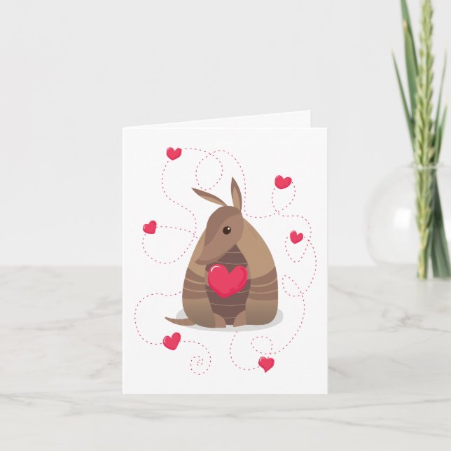Valentines Day Heart Texas Armadillo Helgkort (Framsida)