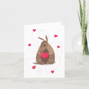 Valentines Day Heart Texas Armadillo Helgkort