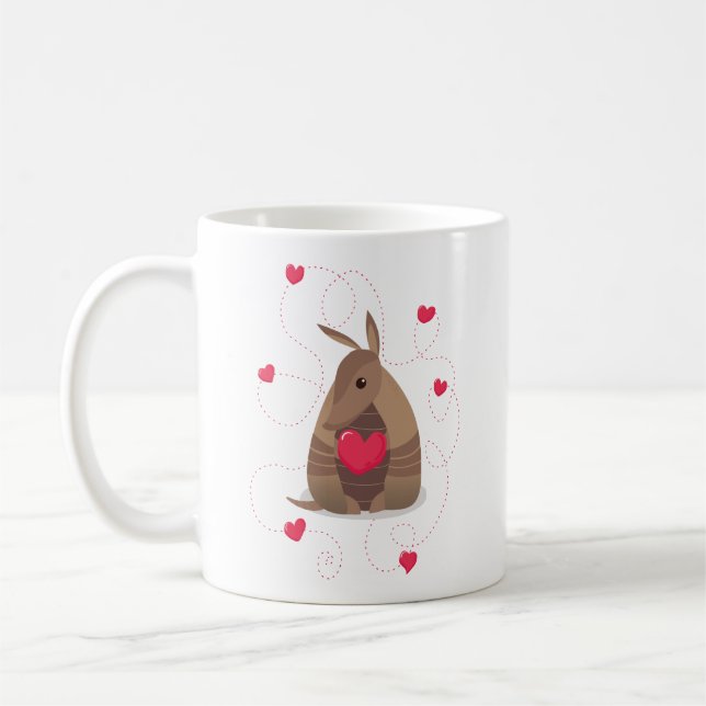 Valentines Day Heart Texas Armadillo Kaffemugg (Vänster)