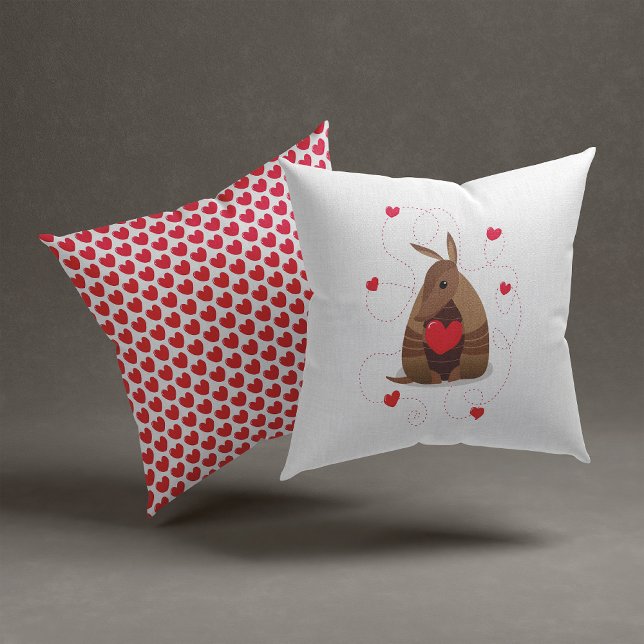 Valentines Day Heart Texas Armadillo Kudde (Skapare uppladdad)