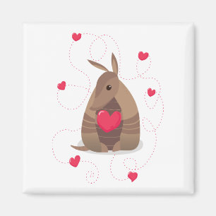 Valentines Day Heart Texas Armadillo Magnet