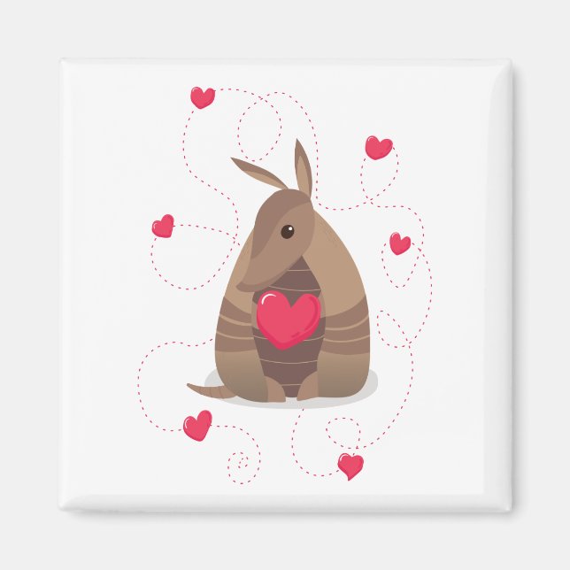 Valentines Day Heart Texas Armadillo Magnet (Framsidan)