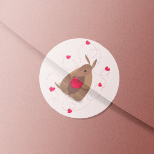 Valentines Day Heart Texas Armadillo Runt Klistermärke