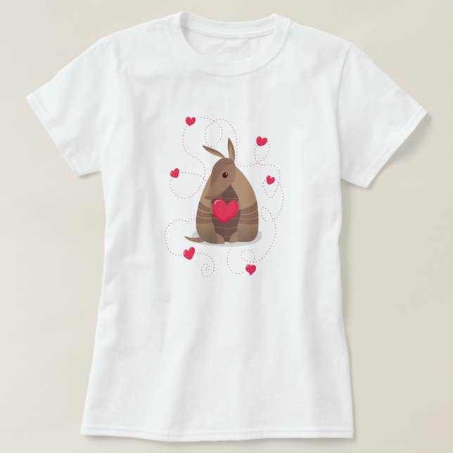 Valentines Day Heart Texas Armadillo T Shirt (Design framsida)