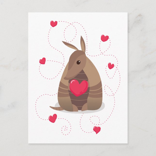 Valentines Day Heart Texas Armadillo Vykort (Framsida)