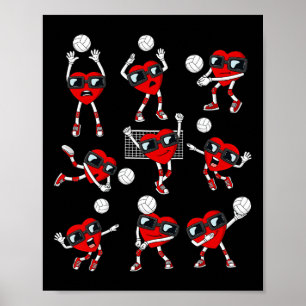 Valentines day Heart Volleyball Player Roligt Boys Poster