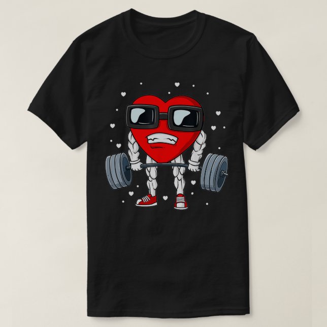 Valentines day Heart Weightlift Funny Deadlift T Shirt (Design framsida)