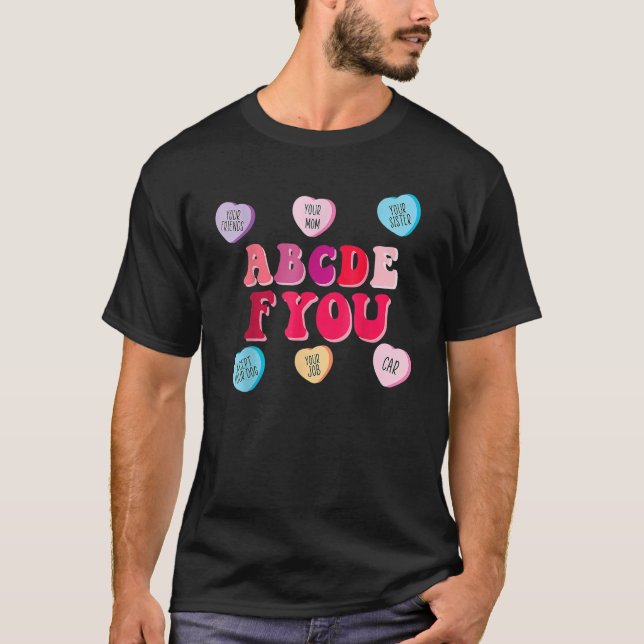 Valentines day Hearts ABCDEFU Women Manar Valentin T Shirt (Framsida)