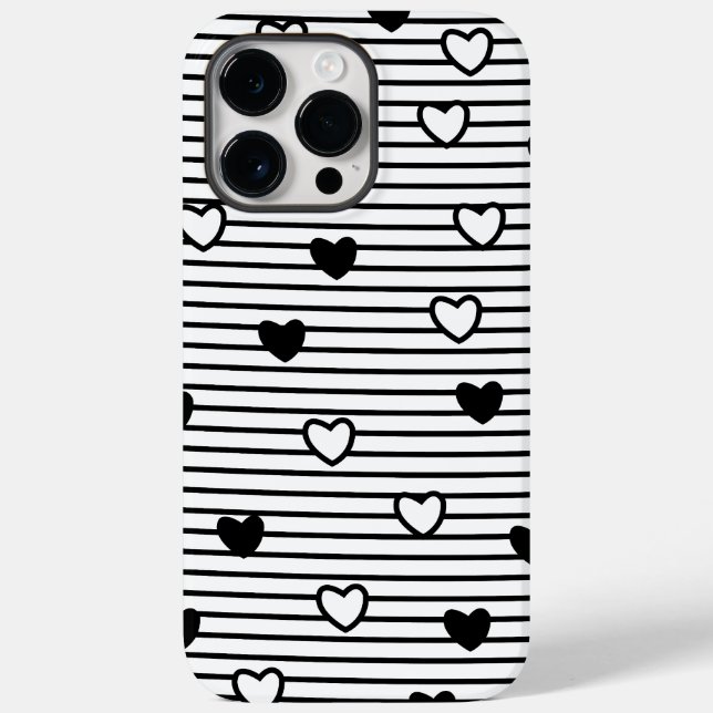 Valentines day Hearts Black White Rand Mönster (Baksida)