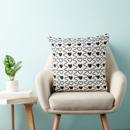 Valentines day Hearts Chevron Black White Mönster Kudde