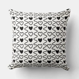Valentines day Hearts Chevron Black White Mönster Kudde