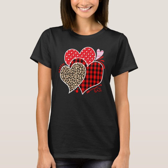 Valentines day Hearts Kärlek Leopard Buffalo Play  T Shirt (Framsida)