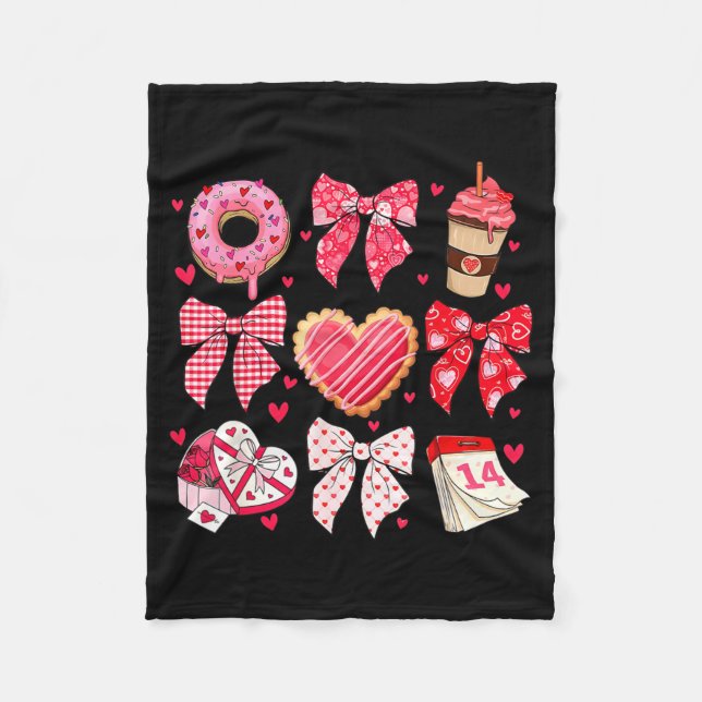 Valentines Day Hearts Leopard Coquette Bow Women G Fleecefilt (Framsidan)