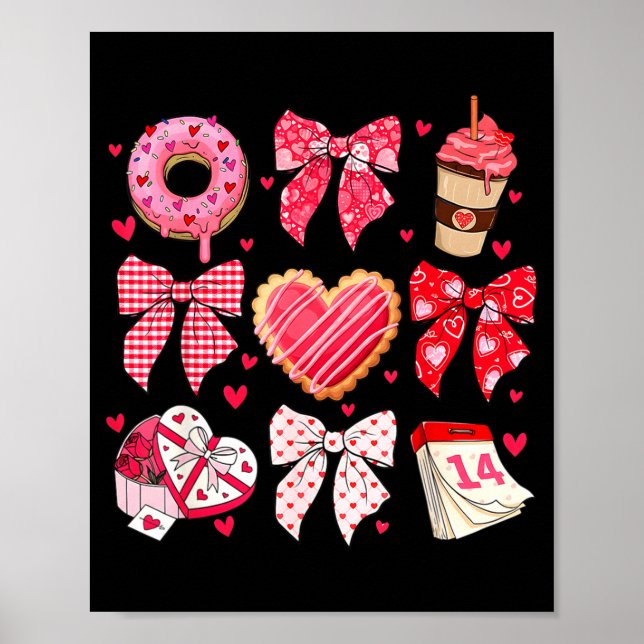 Valentines Day Hearts Leopard Coquette Bow Women G Poster (Framsidan)
