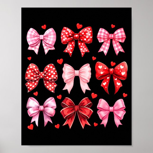 Valentines Day Hearts Leopard Coquette Bow Women G Poster (Framsidan)