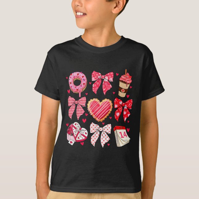 Valentines Day Hearts Leopard Coquette Bow Women G T Shirt (Framsida)